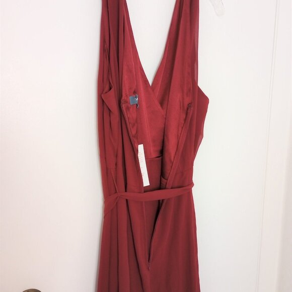 Modcloth Effortless Elegance Faux-Wrap Burgundy Long Dress - Picture 8 of 11